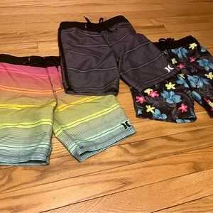 Hurley swim trunks set of 3, boys size 7